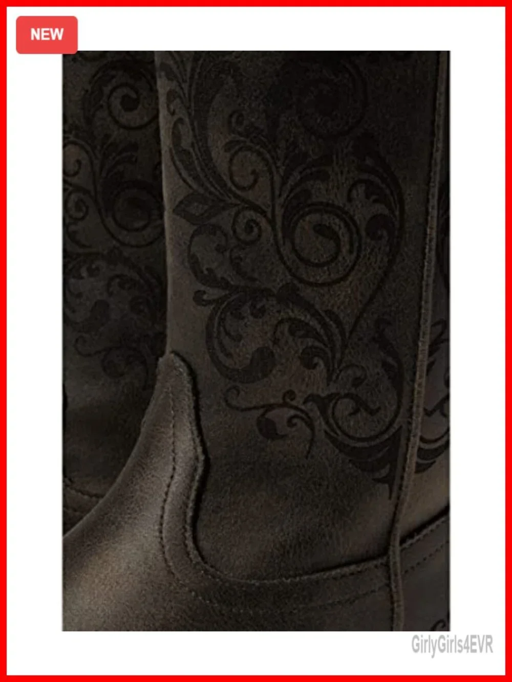Faux Leather Snip Toe Western Boots Embroidered Block Heel